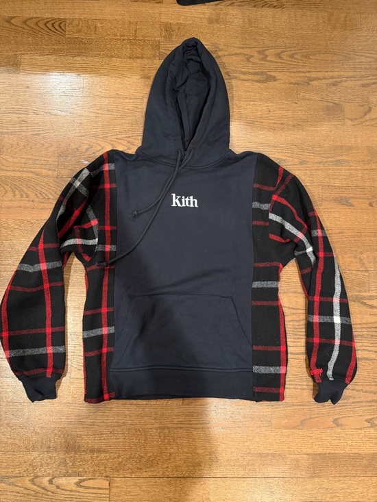 Disney Other - Disney Black Hoodie with Red & Gray Plaid Sleeves